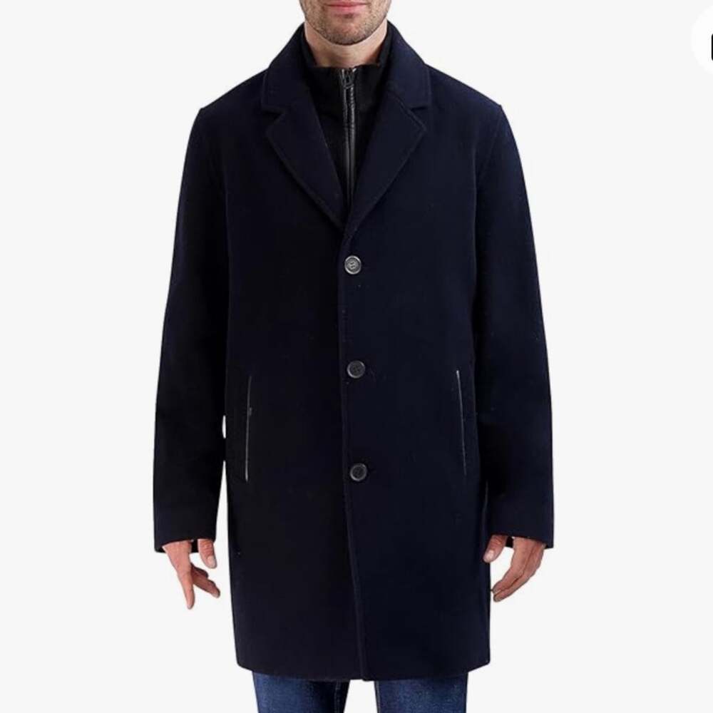 Cole Haan Wool Plush Car Coat - Navy Size XL